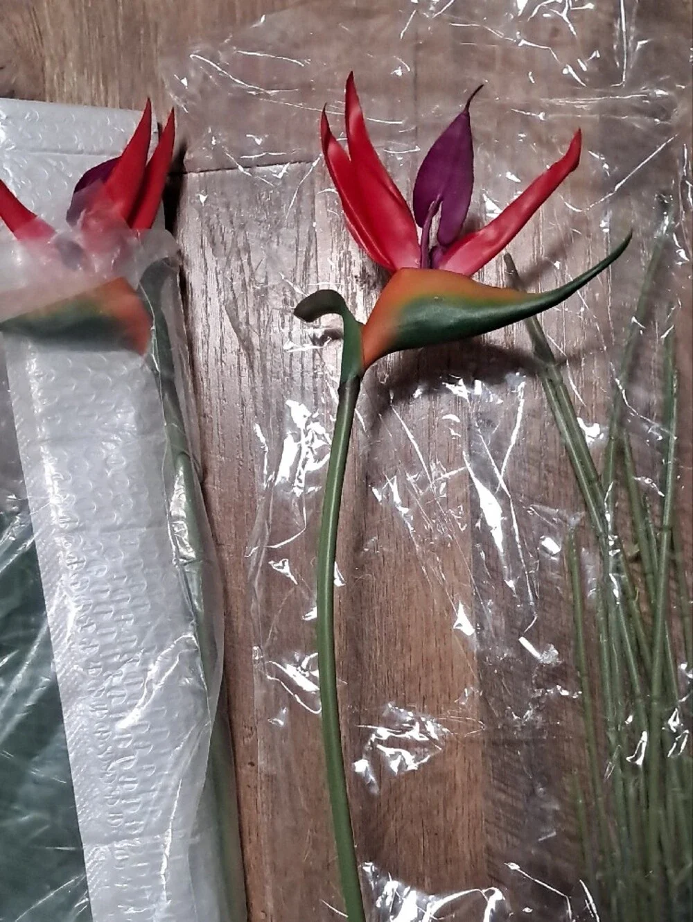Artificial Bird of Paradise Flower Stems - Vibrant Orange & Pink